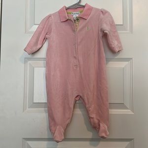 Ralph Lauren Baby Girls Outfit Size 9M Pink Velour Footie